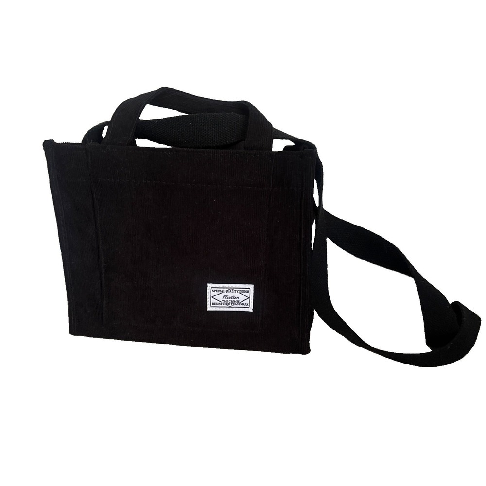 Niction x The Crimie Black Corduroy Shoulder Tote Bag Adjustable Strap Casual